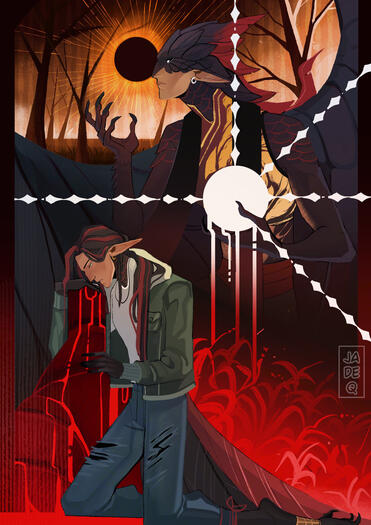 A full body and half body with complex background