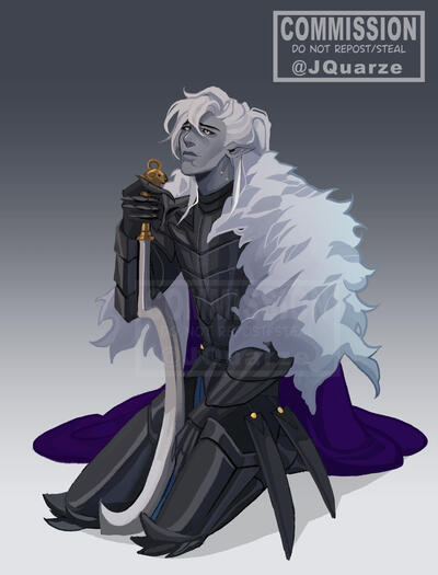 Full body commission with gradient background