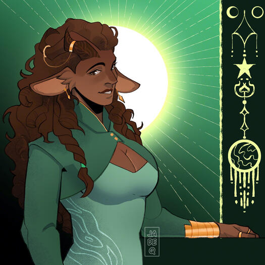 Half body with simple motif background